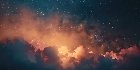 Fototapeta premium Starry Night Sky With Clouds