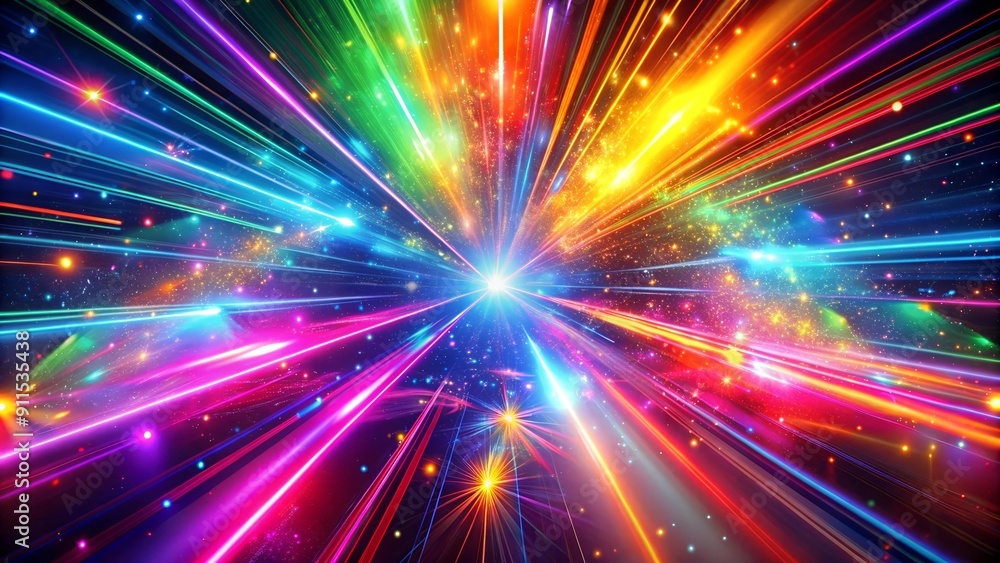 Aufkleber neon abstract symphony: a vibrant, pulsating canvas of color and light. generative ai
