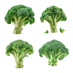 Set fresh green broccoli cabbage isolated white background Healthy Vegetable Concept