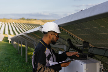 Digital solar power company member multicultural working field