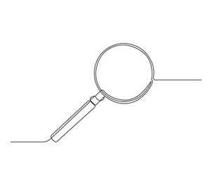 Simple continuous one line drawing of magnifying glass. Loupe or Magnifying glass in simple outline illustration. Editable line vector