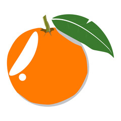Vector Illustration of an Orange with Green Leaf
