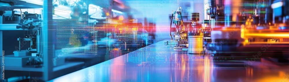 Aufkleber A vibrant scene of a physics lab with scientists using advanced technology to measure and analyze physical phenomena, with dynamic data visualizations and high-tech equipment in action