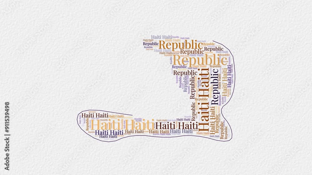 Poster haiti logo animation. haiti boundary word cloud animation. video of country names in multiple langua