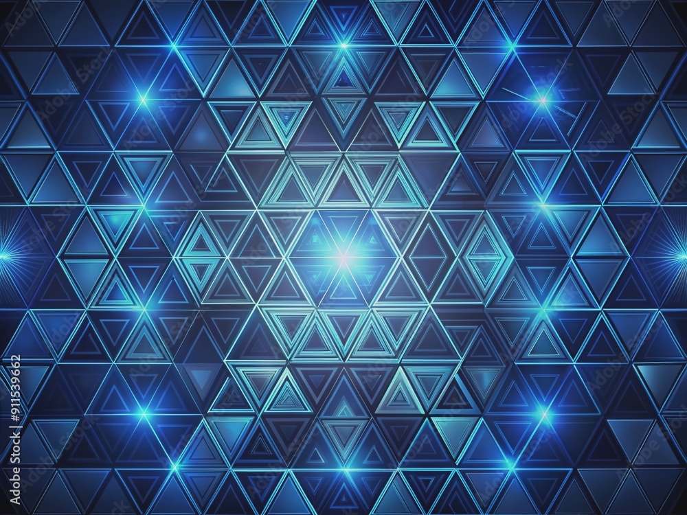 Poster geometric dark blue triangular abstract background with intricate lines composing triangles, forming