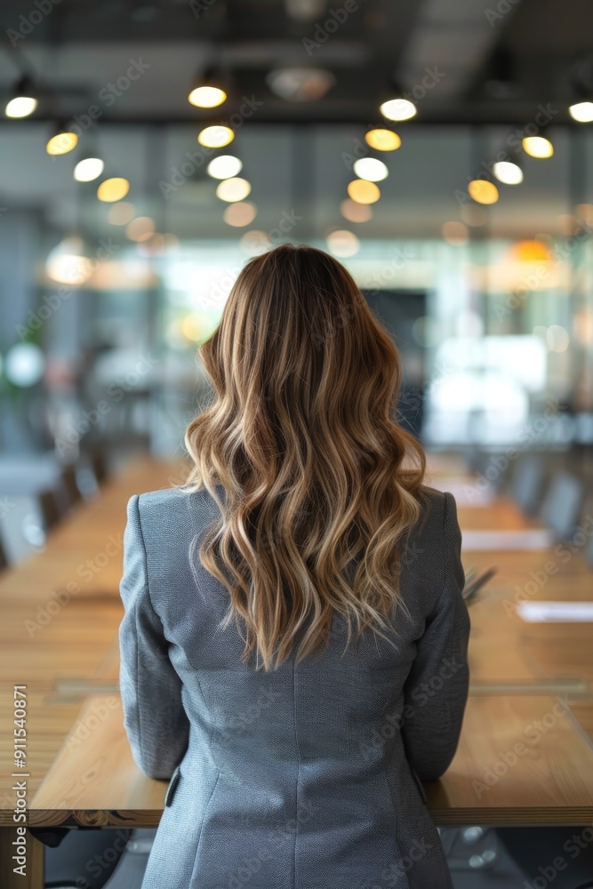 Canvas Prints Corporate woman with back turned in a meeting room.