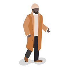 Obraz premium 3D Isometric Flat Vector Set of Fashionable People in Trendy Clothes, Winter Fashion. Item 6