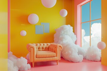 Melancholy atmosphere flat design top view sorrowful theme 3D render vivid