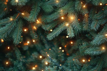 A tree with lights on it. The lights are twinkling and the tree looks very festive