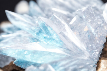 Obraz premium Blue and white clear crystals closeup macro image texture
