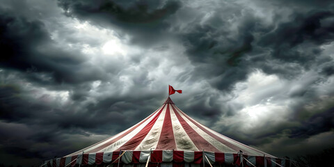 Obraz premium An ancient gloomy circus under storm clouds