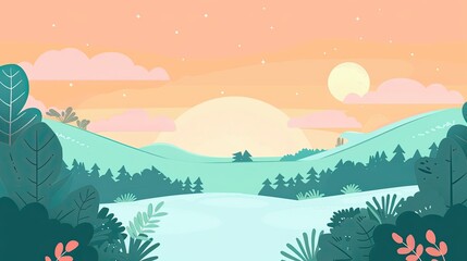 Tranquil background flat design front view abstract theme cartoon drawing colored pastel