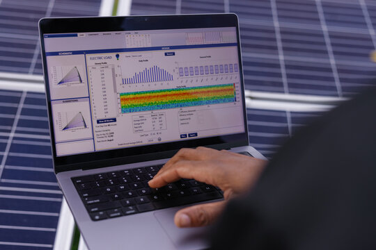 Photovoltaic panels solar energy company manager  busy day