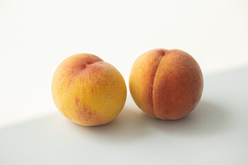 Sweet Yellow Peach fruit isolated on white background.