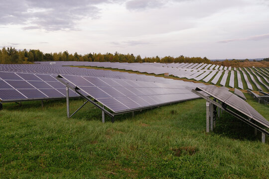 Landscape solar pannels grass field photovoltaics company