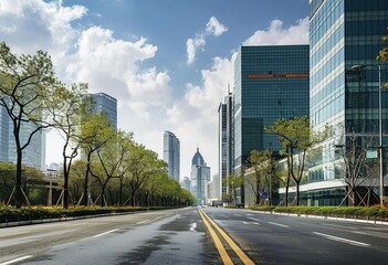 Obraz premium Urban Cityscape Background With Modern Skyline in Metropolitan Environment