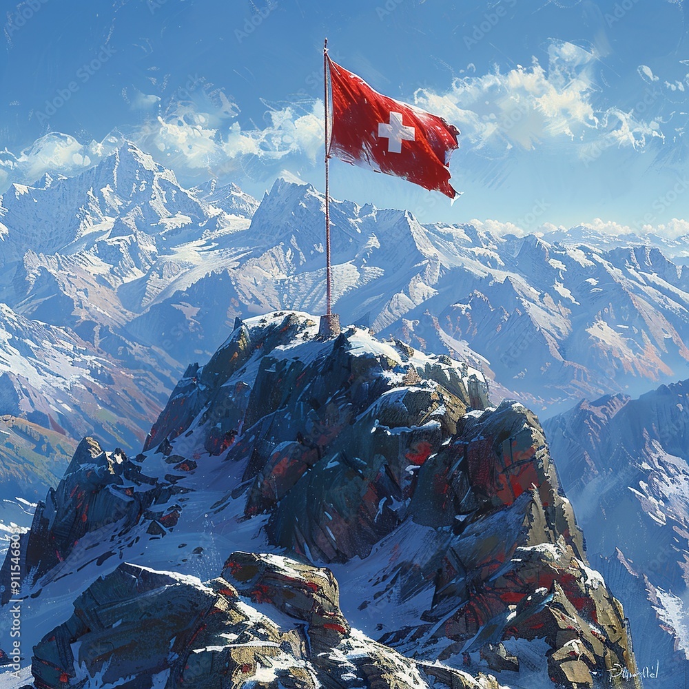 Poster this modern, minimalist design of the swiss flag features clean lines and focuses on the simplicity 