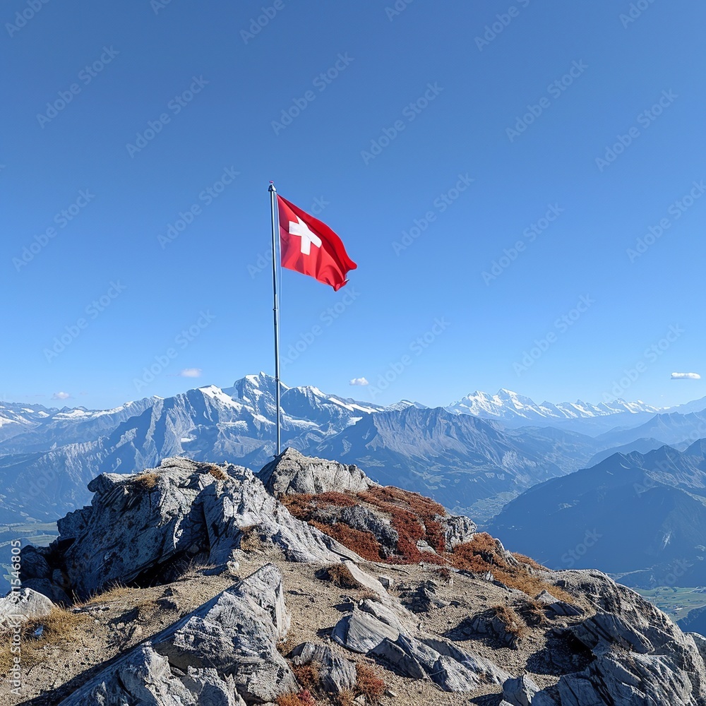 Poster this modern, minimalist design of the swiss flag features clean lines and focuses on the simplicity 