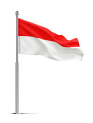 Flag of Indonesia isolated on white background. 3d-rendering