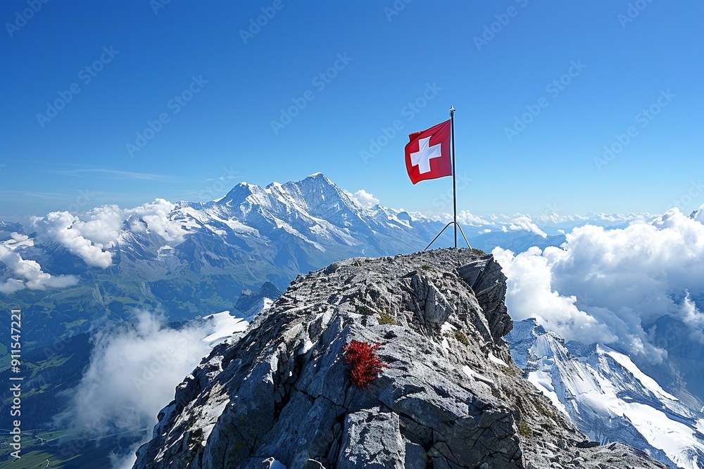 Poster this modern, minimalist design of the swiss flag features clean lines and focuses on the simplicity 