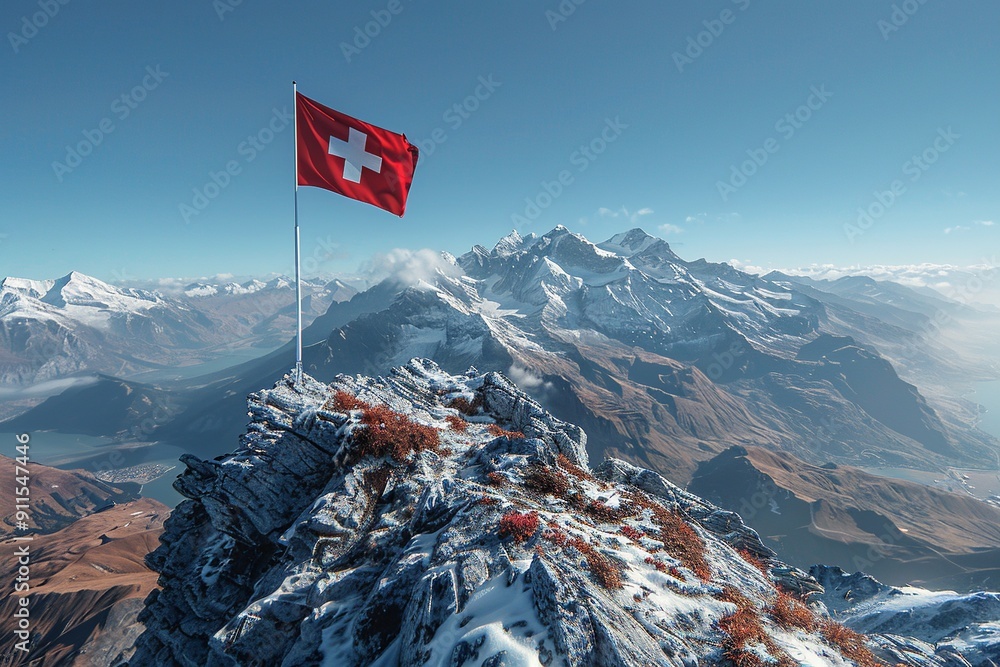 Poster this modern, minimalist design of the swiss flag features clean lines and focuses on the simplicity 