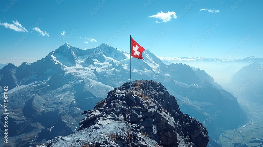 Poster this modern, minimalist design of the swiss flag features clean lines and focuses on the simplicity 