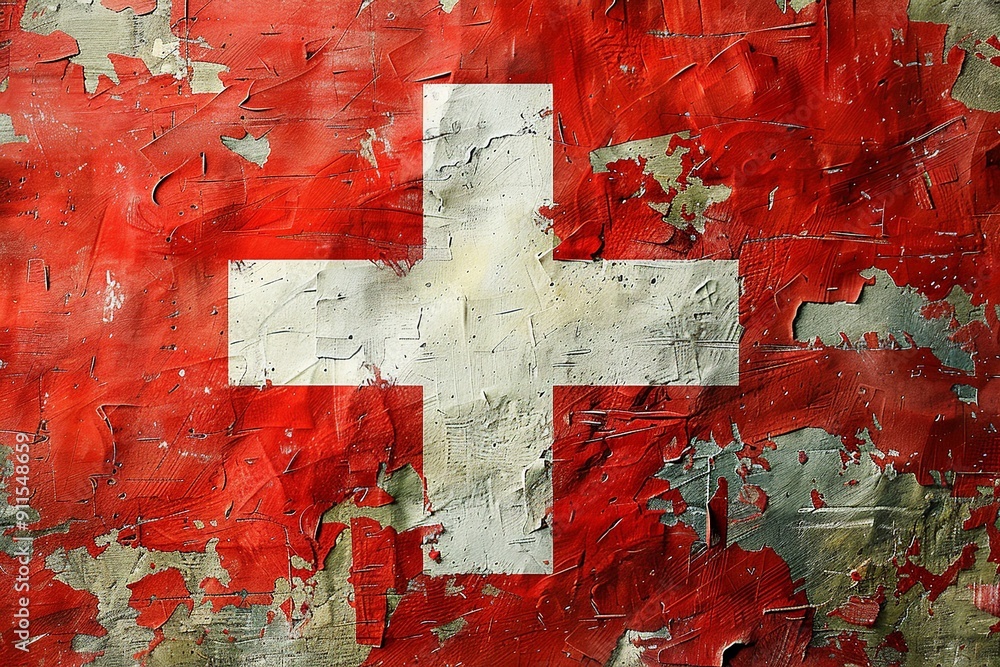 Poster this modern, minimalist design of the swiss flag features clean lines and focuses on the simplicity 