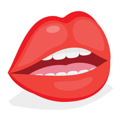 3D Isometric Flat Vector Set of Female Lips, Expression Different Emotions. Item 4
