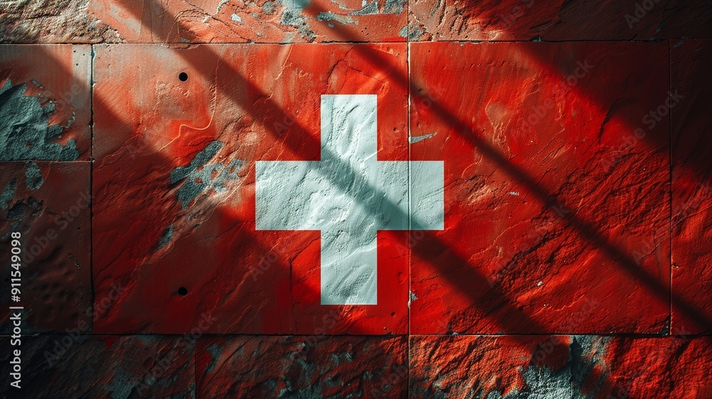 Poster this modern, minimalist design of the swiss flag features clean lines and focuses on the simplicity 