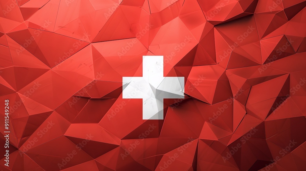 Poster this modern, minimalist design of the swiss flag features clean lines and focuses on the simplicity 