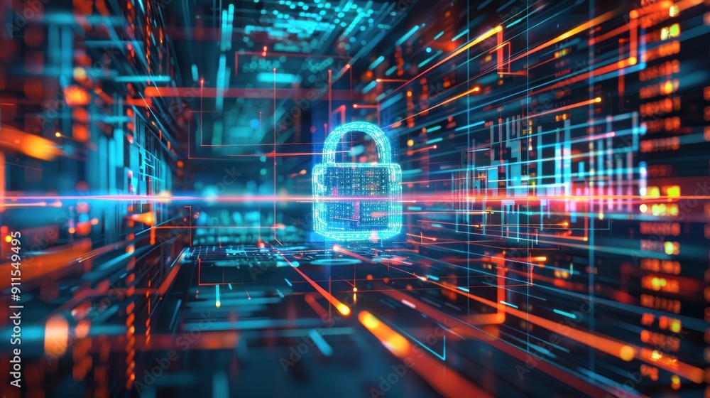 Poster keeping your business data secure in the digital age. ai generated image.