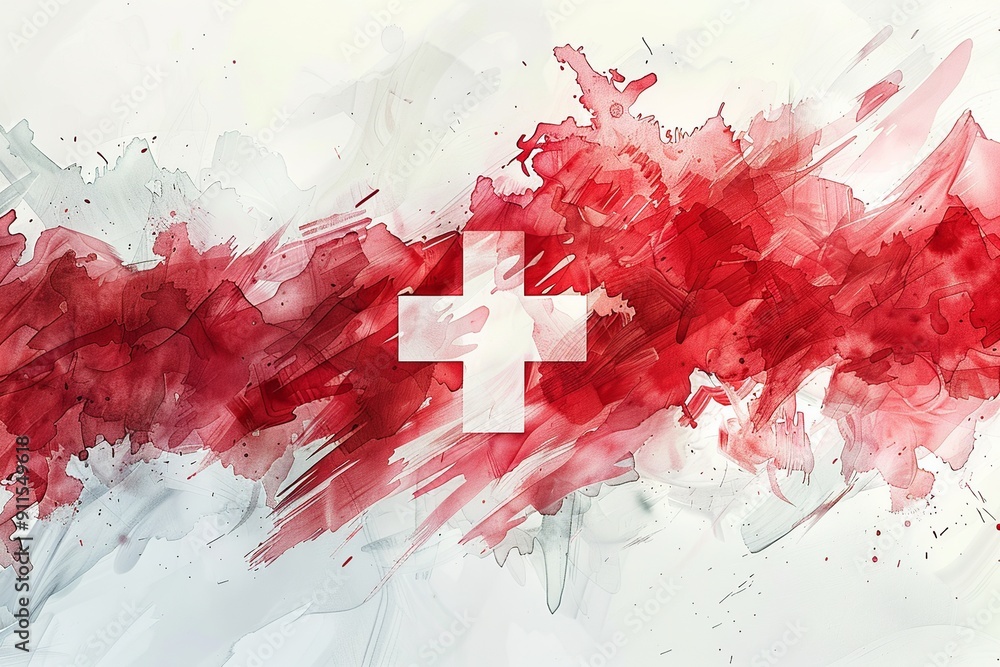 Poster this modern, minimalist design of the swiss flag features clean lines and focuses on the simplicity 