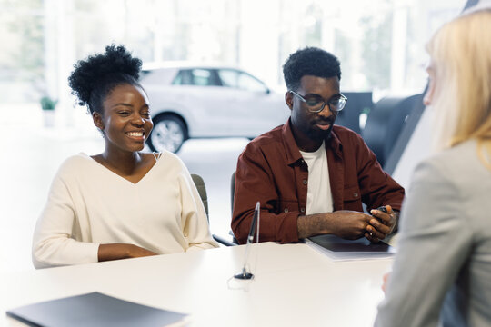 Transportation business car dealership couple customers