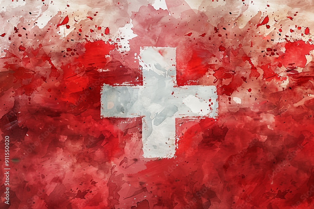 Poster this modern, minimalist design of the swiss flag features clean lines and focuses on the simplicity 