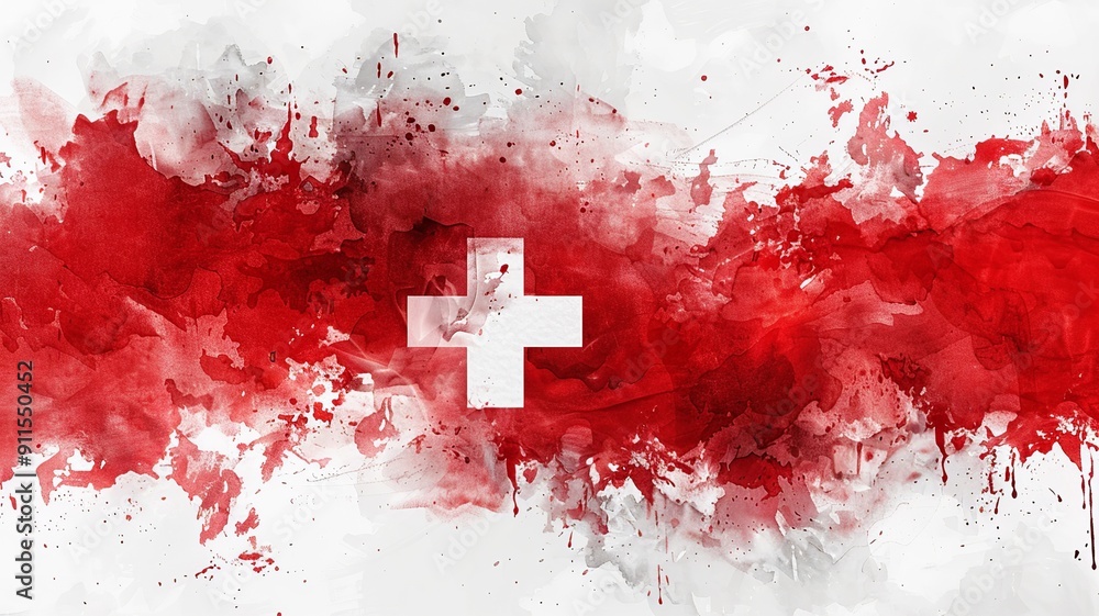 Poster this modern, minimalist design of the swiss flag features clean lines and focuses on the simplicity 