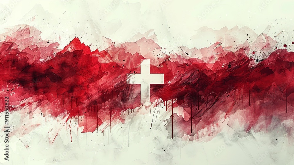 Poster this modern, minimalist design of the swiss flag features clean lines and focuses on the simplicity 