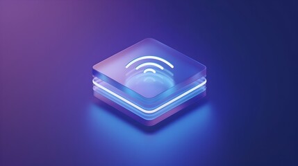 Futuristic Isometric Icon for Digital Internet Access and Network Connectivity
