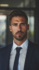 Fototapeta premium Professional portrait with businessman and copy space.