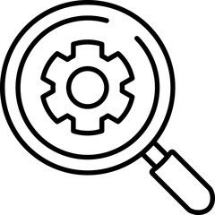 Magnifying glass icon. Gear icon.