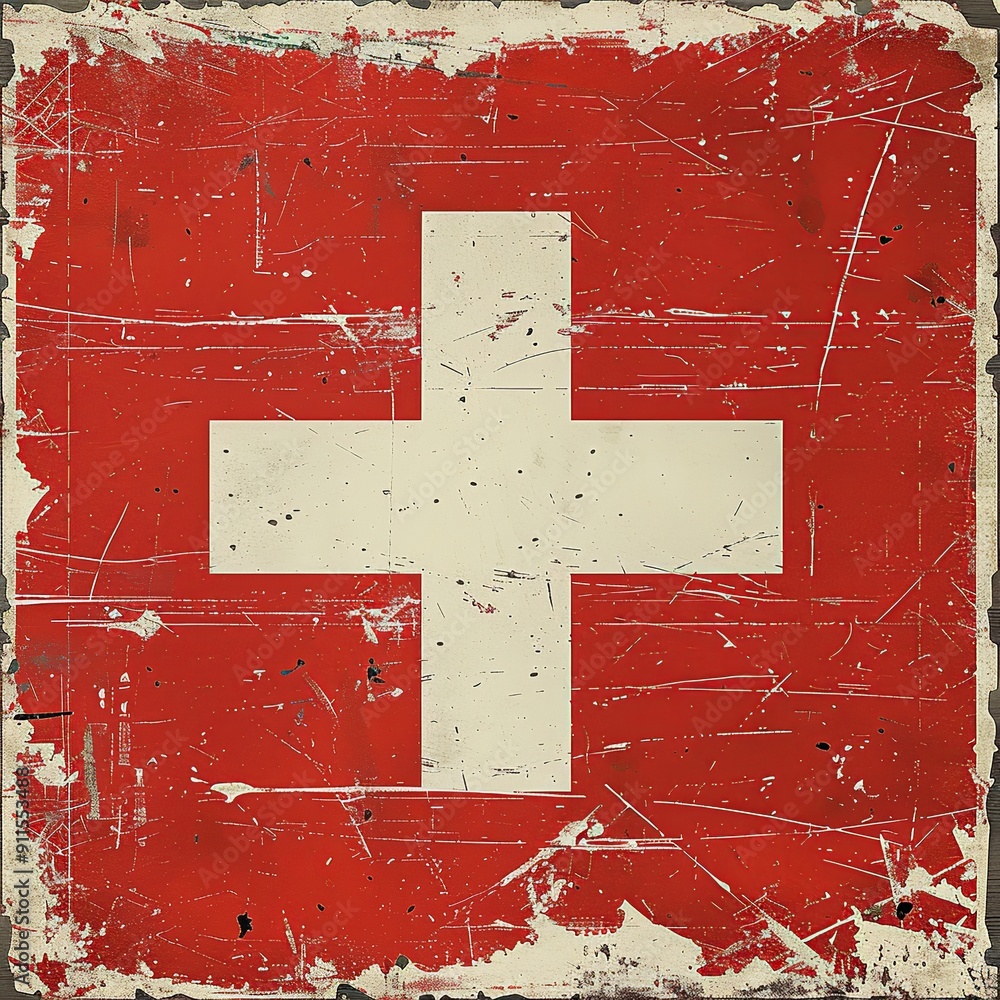 Poster this modern, minimalist design of the swiss flag features clean lines and focuses on the simplicity 