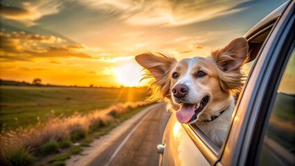 Joyride with the Wind in My Fur: A Dog's Delightful Car Ride  Generative AI