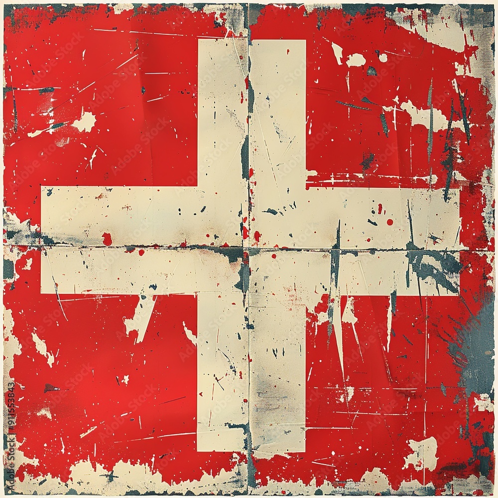 Poster this modern, minimalist design of the swiss flag features clean lines and focuses on the simplicity 