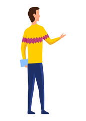 Planning talking concept. Business meeting and events organizing process office working.  illustration with man character