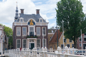 town hall from year 1730 in Louis XIV style in Harlingen, which is  one of the Eleven Cities of Friesland in The  Netherlands