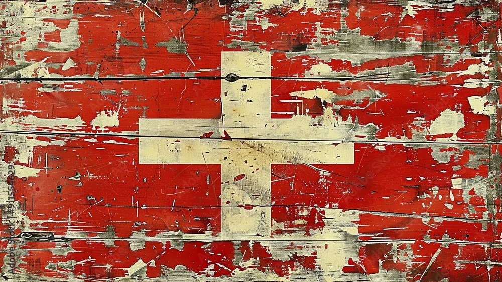 Poster this modern, minimalist design of the swiss flag features clean lines and focuses on the simplicity 