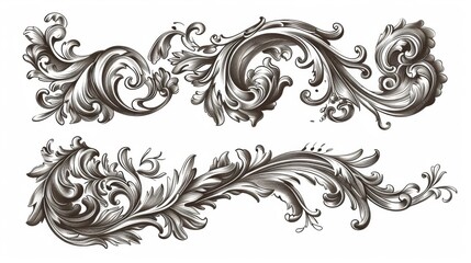 Baroque borders, with intricate details and elegant curves