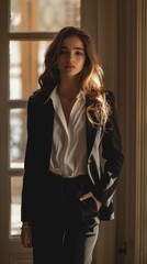 Fototapeta premium Simple and stylish business girl in a professional setting.