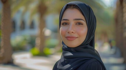 Portrait of a Young Woman in a Black Hijab