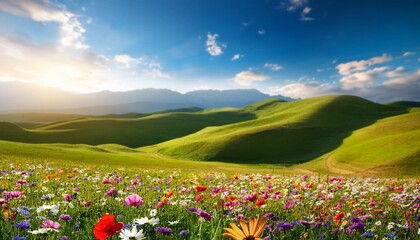 美しいお花畑と空