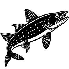 Pike fish silhouette vector illustration